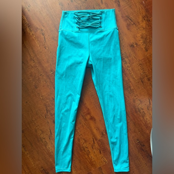 Fashion Nova Pants - Fashion nova Turquoise Lace-Up Leggings